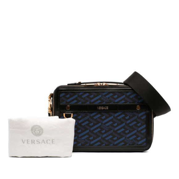 Pre-Loved Versace Coated Canvas La Greca Zip Around Messenger Bag - Picture 9 of 9